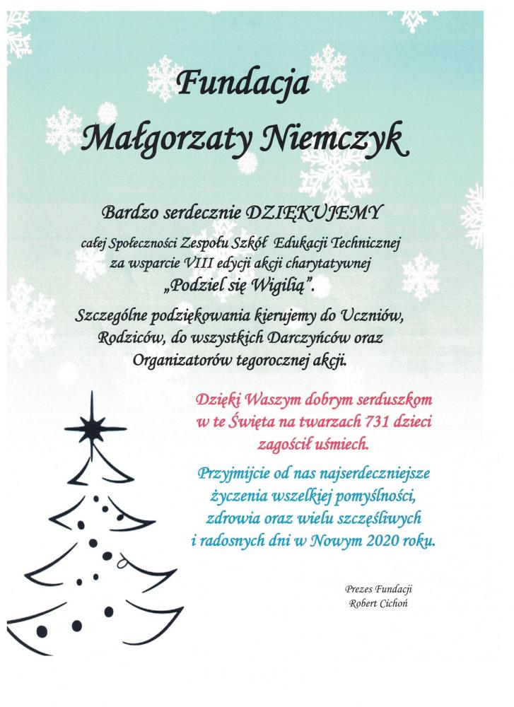 Podziękowanie Podziel się Wigilią