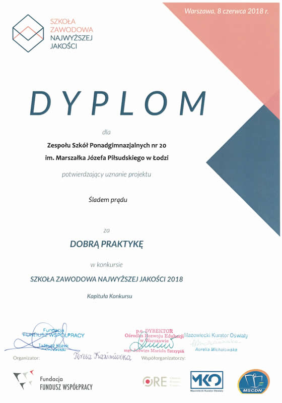 Dyplom za dobrą praktykę