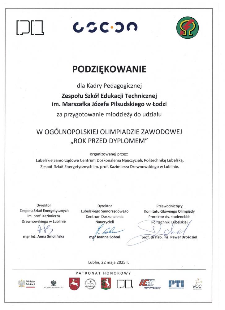 OGÓLNOPOLSKA OLIMPIADA ROK PRZED DYPLOMEM