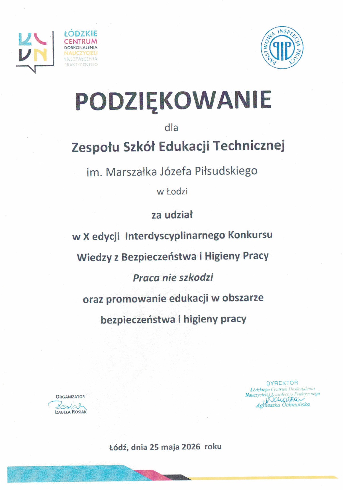 X EDYCJA KONKURSU BHP